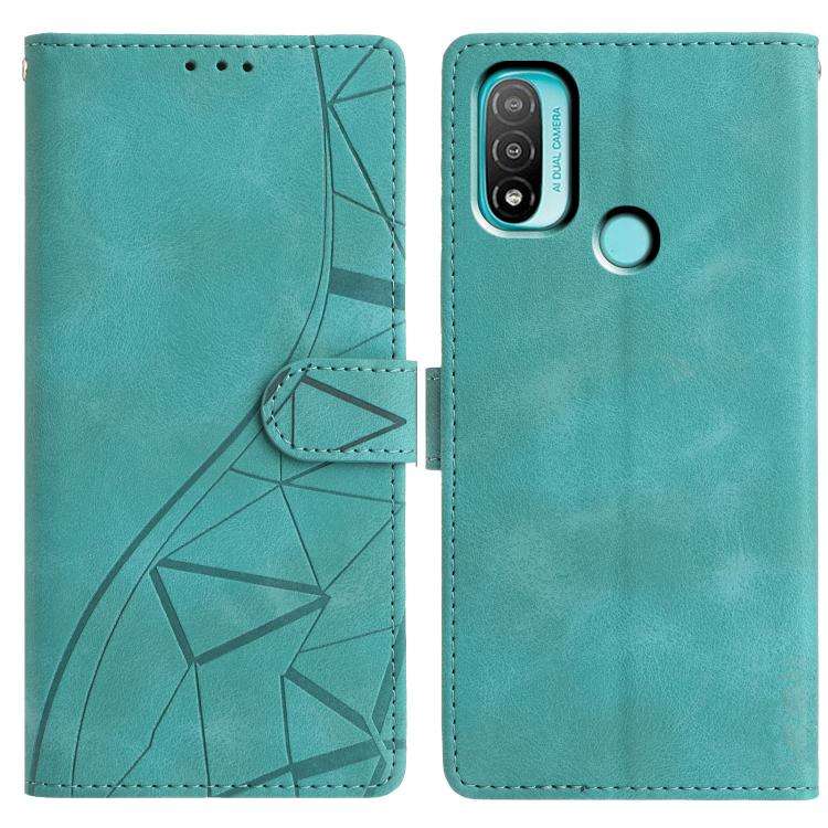 For Motorola Moto E20 / E30 / E40 Triangles Embossed Leather Phone Case(Green)