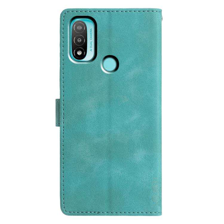 For Motorola Moto E20 / E30 / E40 Triangles Embossed Leather Phone Case(Green)