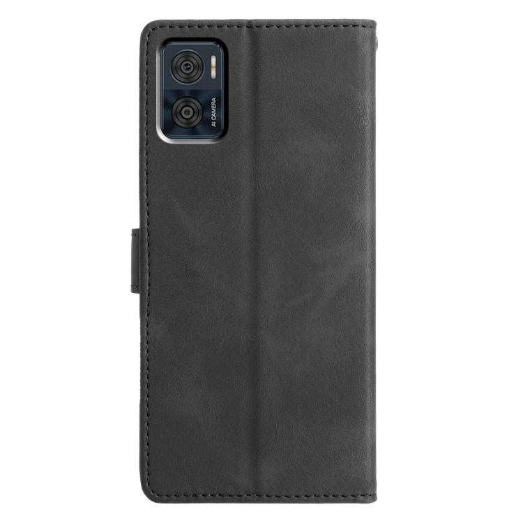 For Motorola Moto E22 Triangles Embossed Leather Phone Case(Black)
