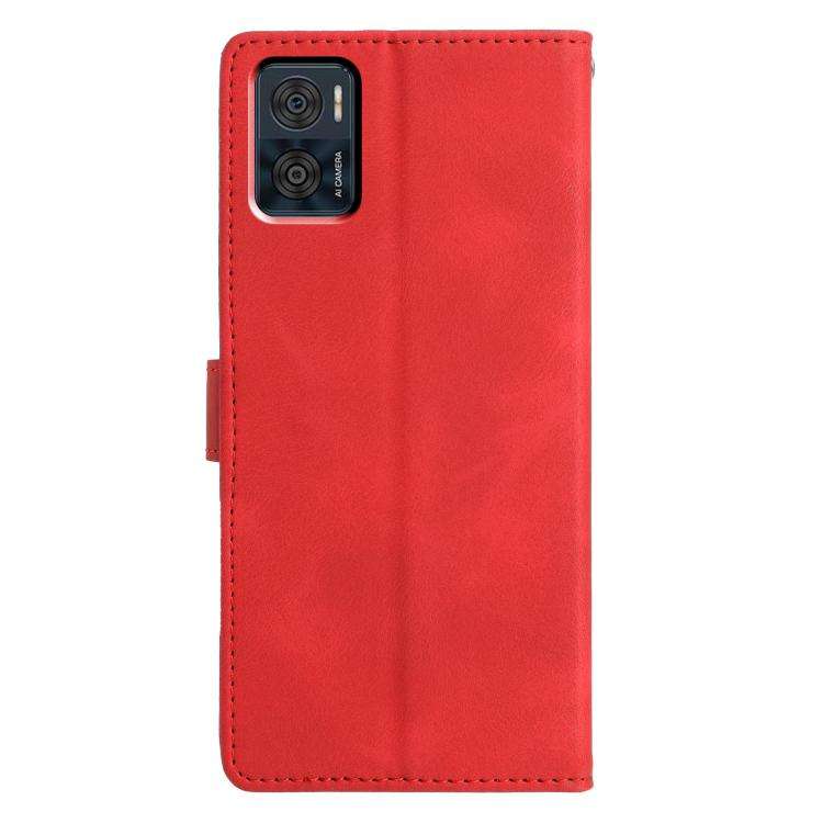 For Motorola Moto E22 Triangles Embossed Leather Phone Case(Red)