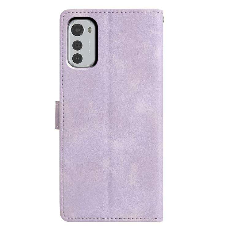 For Motorola Moto E32 Triangles Embossed Leather Phone Case(Purple)