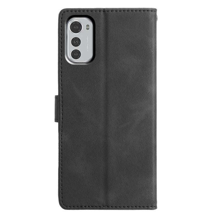 For Motorola Moto E32 Triangles Embossed Leather Phone Case(Black)
