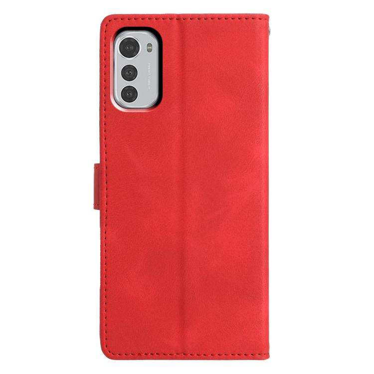 For Motorola Moto E32 Triangles Embossed Leather Phone Case(Red)