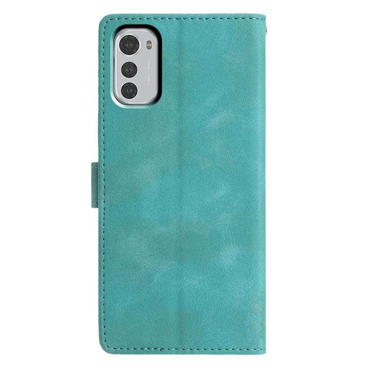 For Motorola Moto E32 Triangles Embossed Leather Phone Case(Green)
