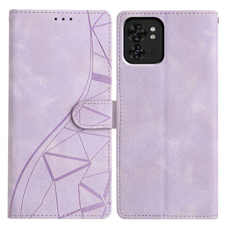 For Motorola Edge 40 Triangles Embossed Leather Phone Case(Purple)