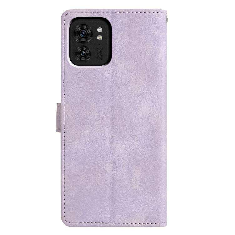 For Motorola Edge 40 Triangles Embossed Leather Phone Case(Purple)