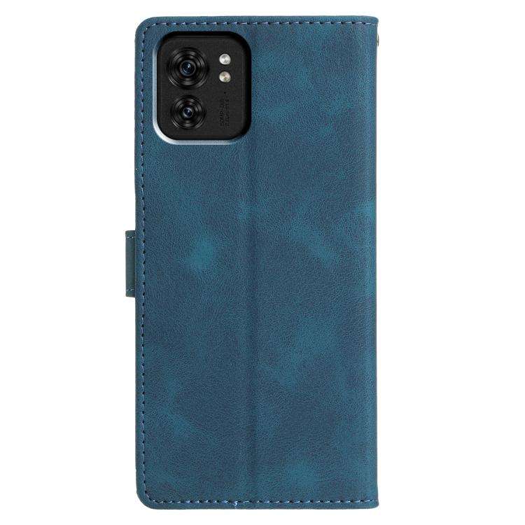 For Motorola Edge 40 Triangles Embossed Leather Phone Case(Blue)