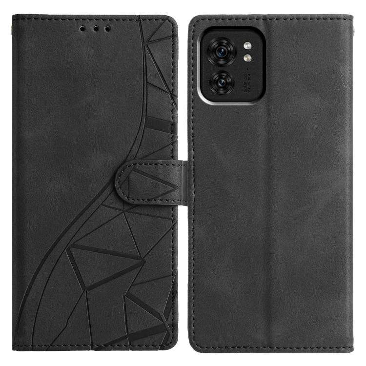 For Motorola Edge 40 Triangles Embossed Leather Phone Case(Black)