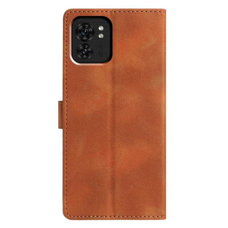 For Motorola Edge 40 Triangles Embossed Leather Phone Case(Brown)