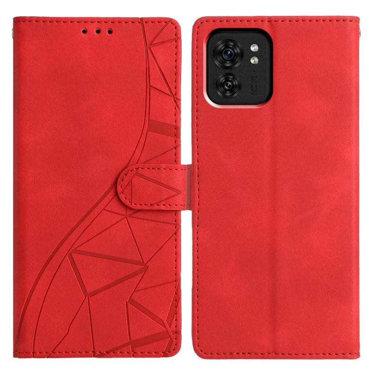 For Motorola Edge 40 Triangles Embossed Leather Phone Case(Red)