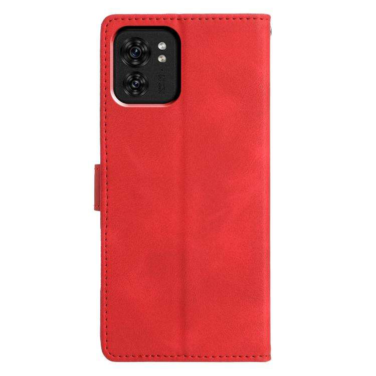 For Motorola Edge 40 Triangles Embossed Leather Phone Case(Red)