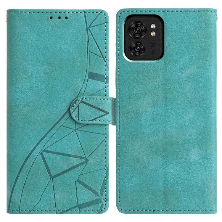 For Motorola Edge 40 Triangles Embossed Leather Phone Case(Green)