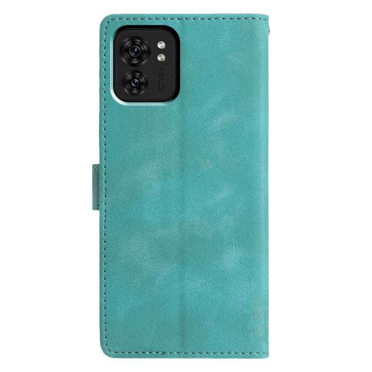 For Motorola Edge 40 Triangles Embossed Leather Phone Case(Green)
