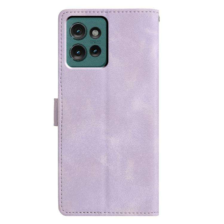 For Motorola Edge 50 Triangles Embossed Leather Phone Case(Purple)