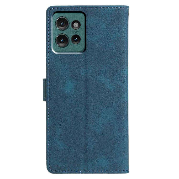 For Motorola Edge 50 Triangles Embossed Leather Phone Case(Blue)