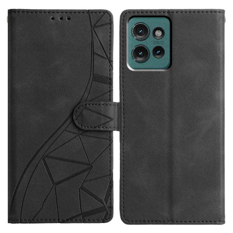 For Motorola Edge 50 Triangles Embossed Leather Phone Case(Black)