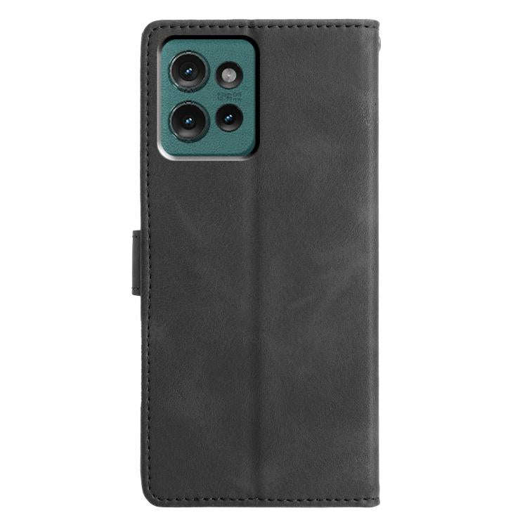 For Motorola Edge 50 Triangles Embossed Leather Phone Case(Black)
