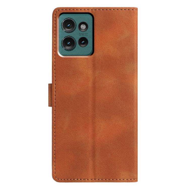 For Motorola Edge 50 Triangles Embossed Leather Phone Case(Brown)