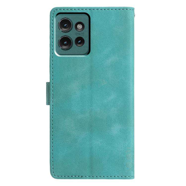 For Motorola Edge 50 Triangles Embossed Leather Phone Case(Green)