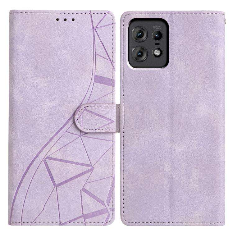 For Motorola Edge 50 Pro Triangles Embossed Leather Phone Case(Purple)
