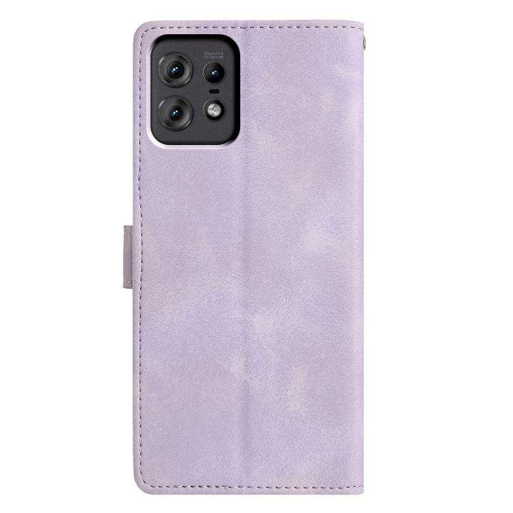 For Motorola Edge 50 Pro Triangles Embossed Leather Phone Case(Purple)