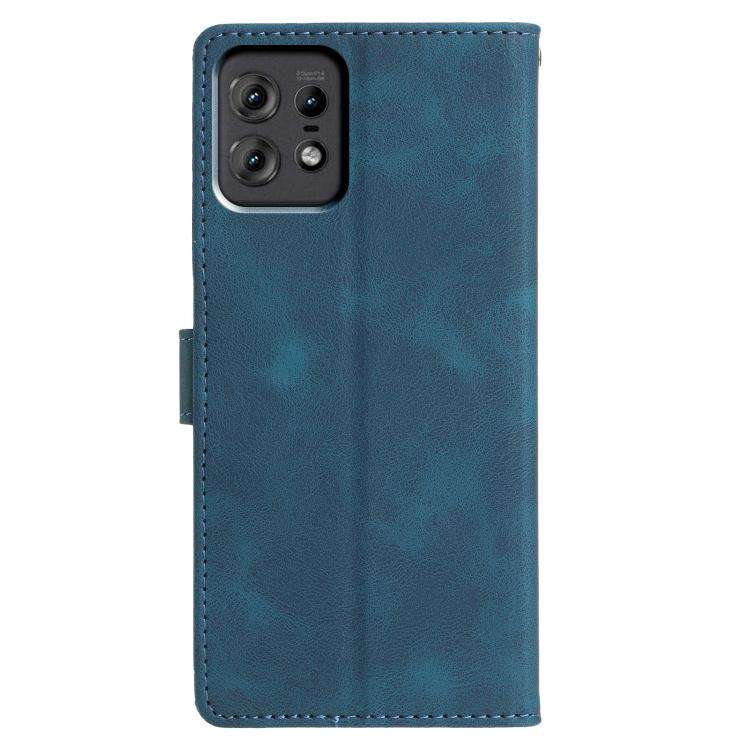 For Motorola Edge 50 Pro Triangles Embossed Leather Phone Case(Blue)