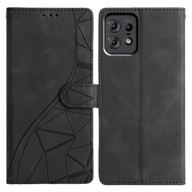 For Motorola Edge 50 Pro Triangles Embossed Leather Phone Case(Black)