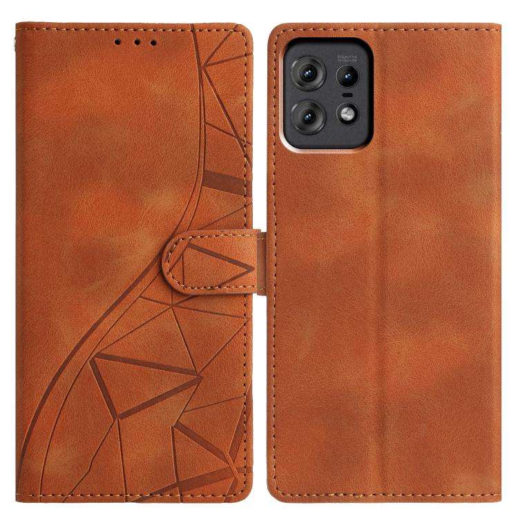 For Motorola Edge 50 Pro Triangles Embossed Leather Phone Case(Brown)