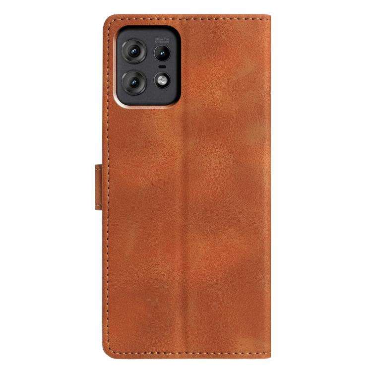 For Motorola Edge 50 Pro Triangles Embossed Leather Phone Case(Brown)