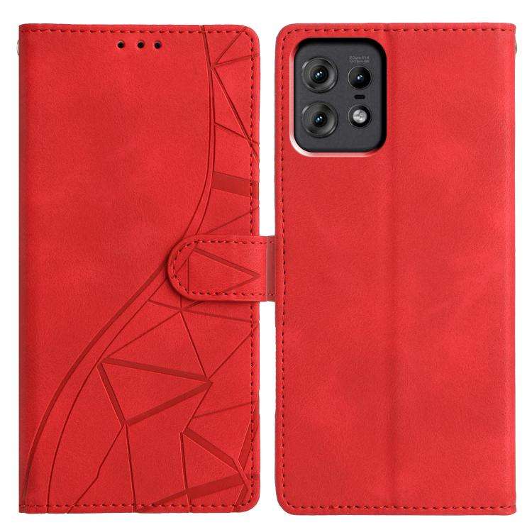 For Motorola Edge 50 Pro Triangles Embossed Leather Phone Case(Red)