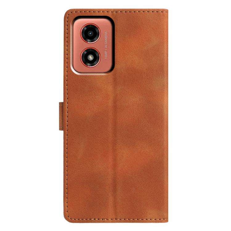 For Motorola Moto G04 / G24 Triangles Embossed Leather Phone Case(Brown)
