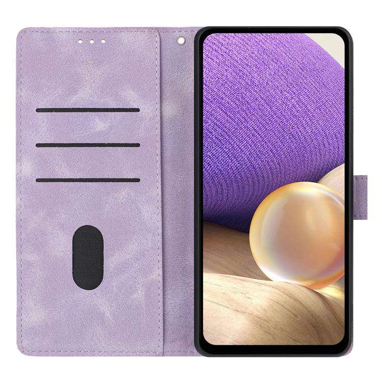 For Motorola Moto G05 Triangles Embossed Leather Phone Case(Purple)