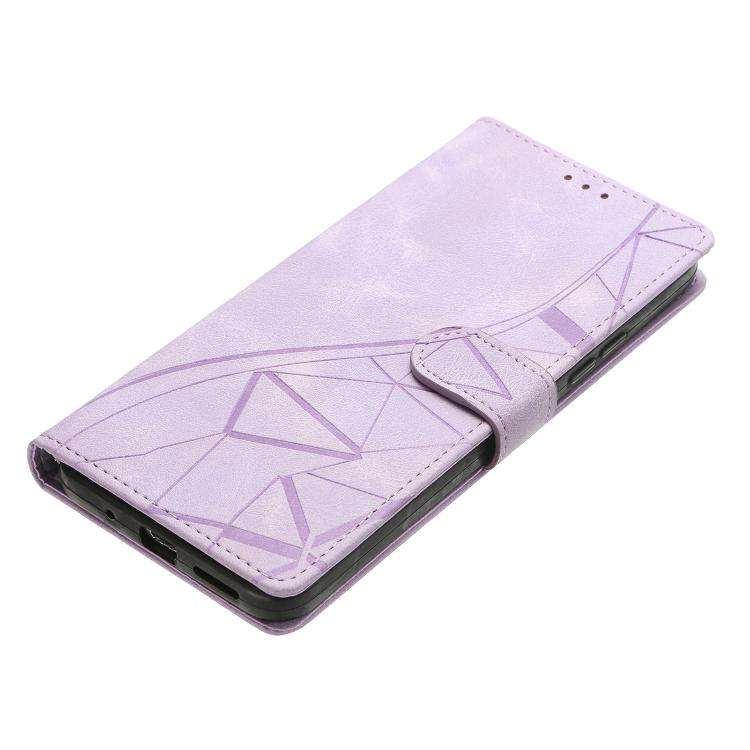 For Motorola Moto G05 Triangles Embossed Leather Phone Case(Purple)