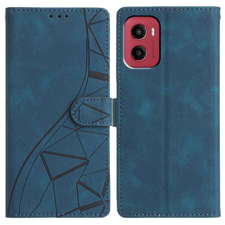 For Motorola Moto G05 Triangles Embossed Leather Phone Case(Blue)