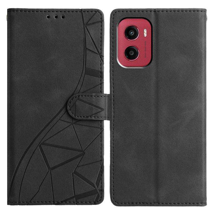 For Motorola Moto G05 Triangles Embossed Leather Phone Case(Black)