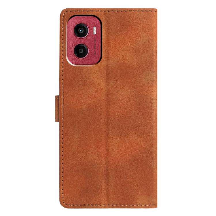 For Motorola Moto G05 Triangles Embossed Leather Phone Case(Brown)