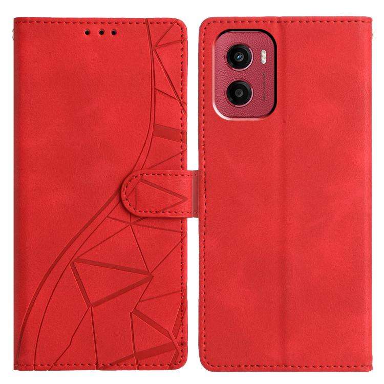 For Motorola Moto G05 Triangles Embossed Leather Phone Case(Red)