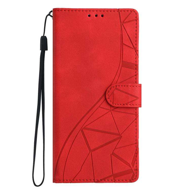 For Motorola Moto G05 Triangles Embossed Leather Phone Case(Red)