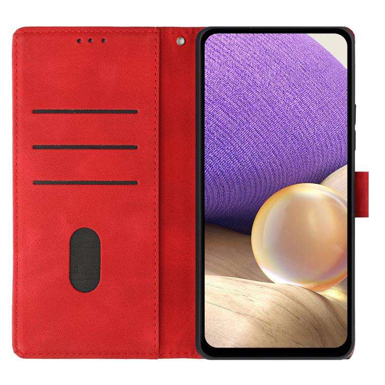 For Motorola Moto G05 Triangles Embossed Leather Phone Case(Red)