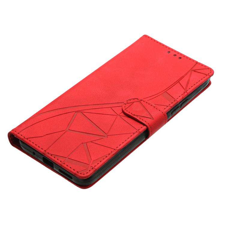 For Motorola Moto G05 Triangles Embossed Leather Phone Case(Red)
