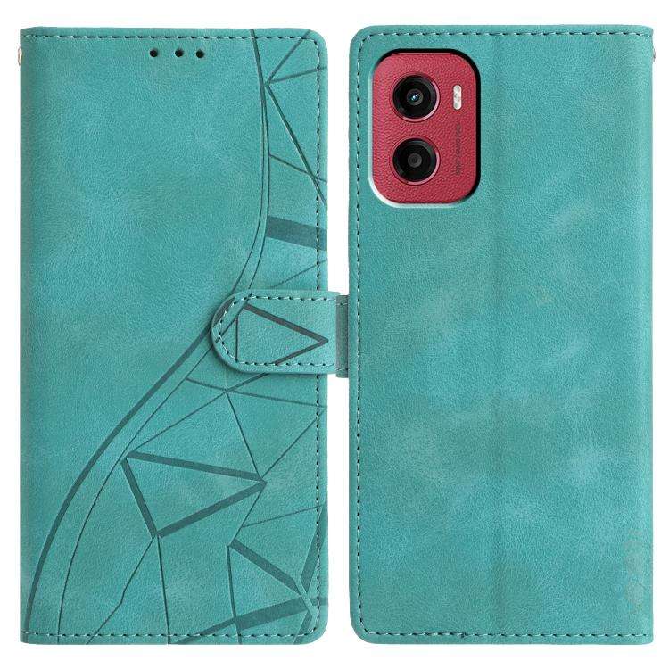 For Motorola Moto G05 Triangles Embossed Leather Phone Case(Green)