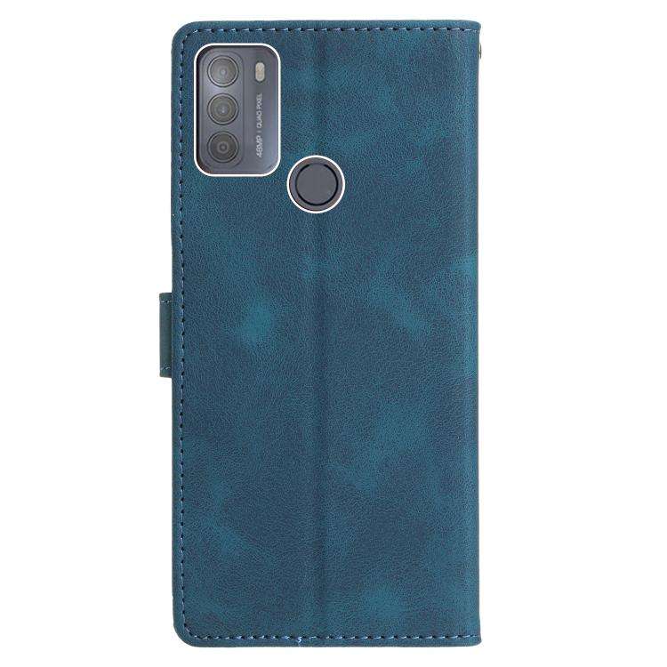 For Motorola Moto G10 / G30 Triangles Embossed Leather Phone Case(Blue)