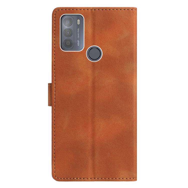 For Motorola Moto G10 / G30 Triangles Embossed Leather Phone Case(Brown)