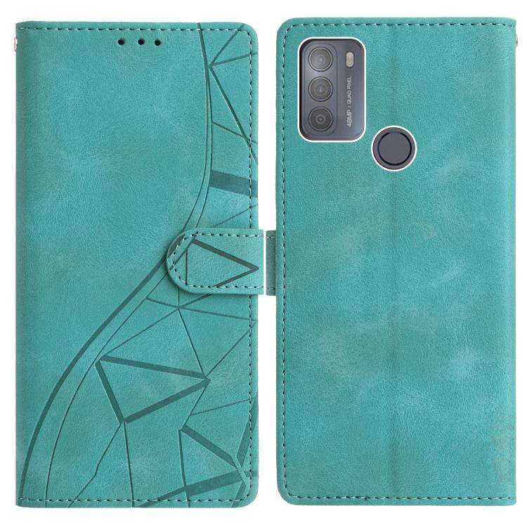 For Motorola Moto G10 / G30 Triangles Embossed Leather Phone Case(Green)