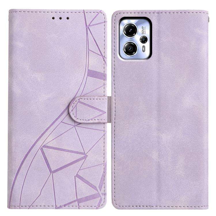 For Motorola Moto G13 / G23 Triangles Embossed Leather Phone Case(Purple)