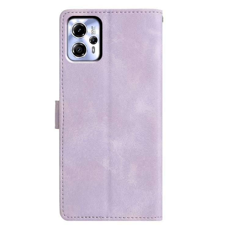 For Motorola Moto G13 / G23 Triangles Embossed Leather Phone Case(Purple)