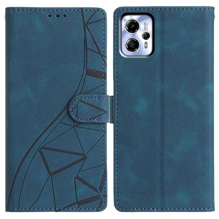 For Motorola Moto G13 / G23 Triangles Embossed Leather Phone Case(Blue)