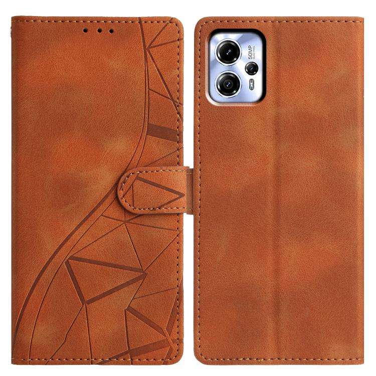 For Motorola Moto G13 / G23 Triangles Embossed Leather Phone Case(Brown)
