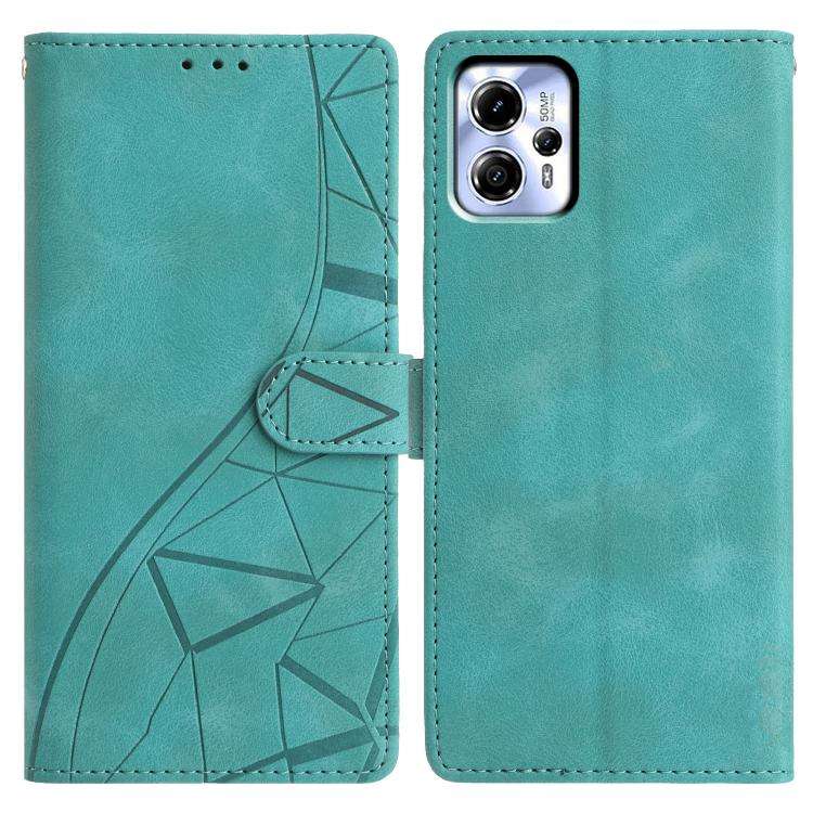 For Motorola Moto G13 / G23 Triangles Embossed Leather Phone Case(Green)