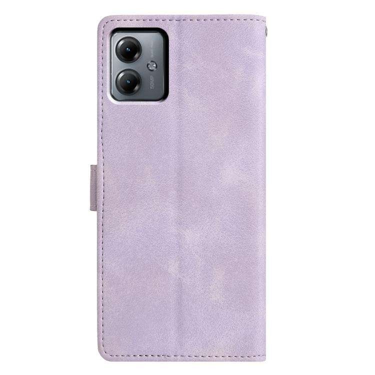 For Motorola Moto G14 Triangles Embossed Leather Phone Case(Purple)